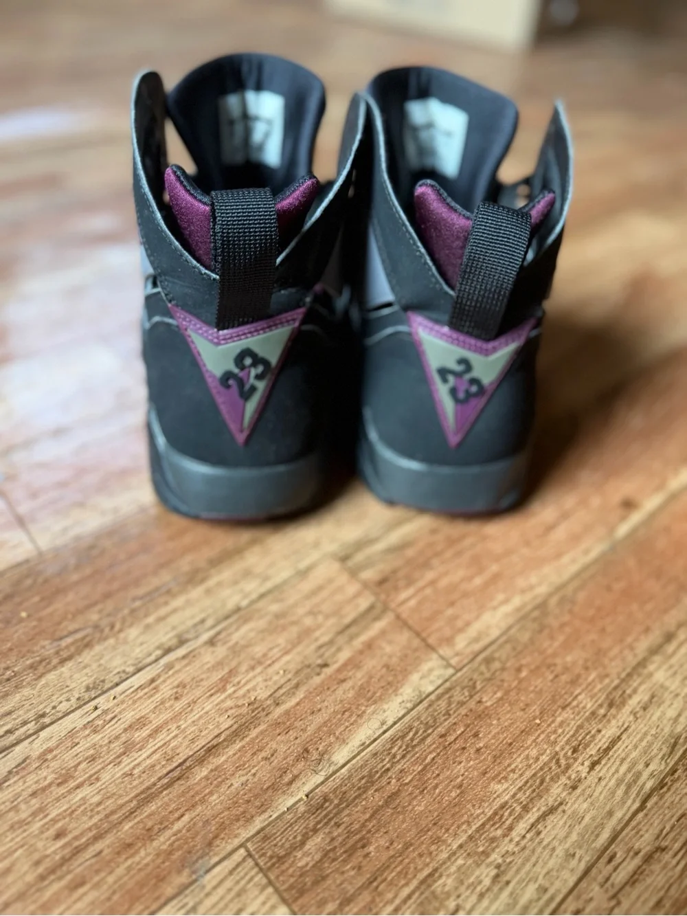 Air jordan 7 Retro Basketball Shoes - Grey & Black with Burgundy Accents